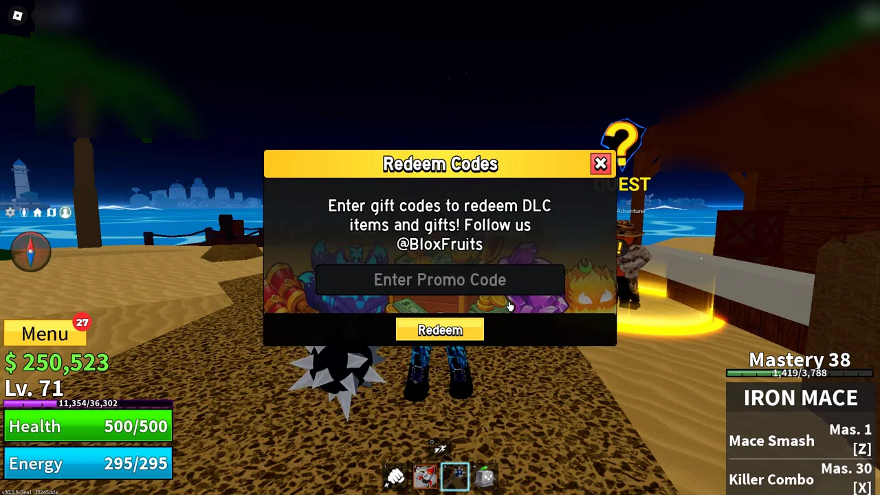 Active code entered and yellow Redeem button clicked