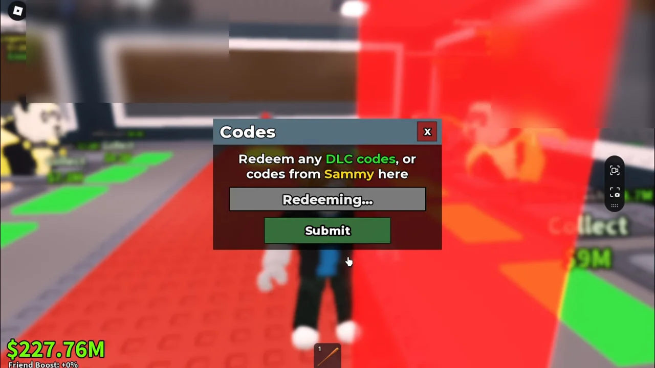 Submitting code SATURN with button showing Redeeming state